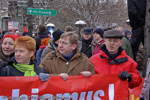 Blockade mit Politprominenz im Februar 2010