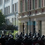 Ein großes Polizeiaufgebot hat die Odermannstraße abgesichert