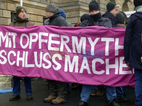 Transparent des "Täterspuren"-Rundgangs