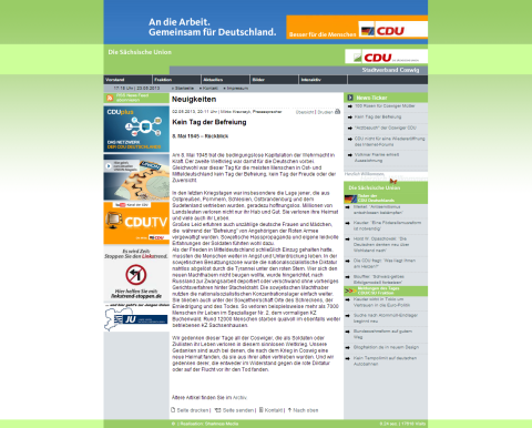 Screenshot der Homepage des CDU Kreisverbandes Coswig