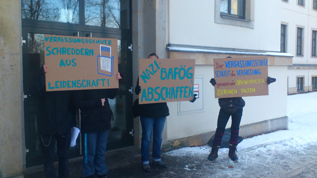 Protest gegen eine Fachtagung des Verfassungsschutz (Quelle: Sachsens Demokratie)
